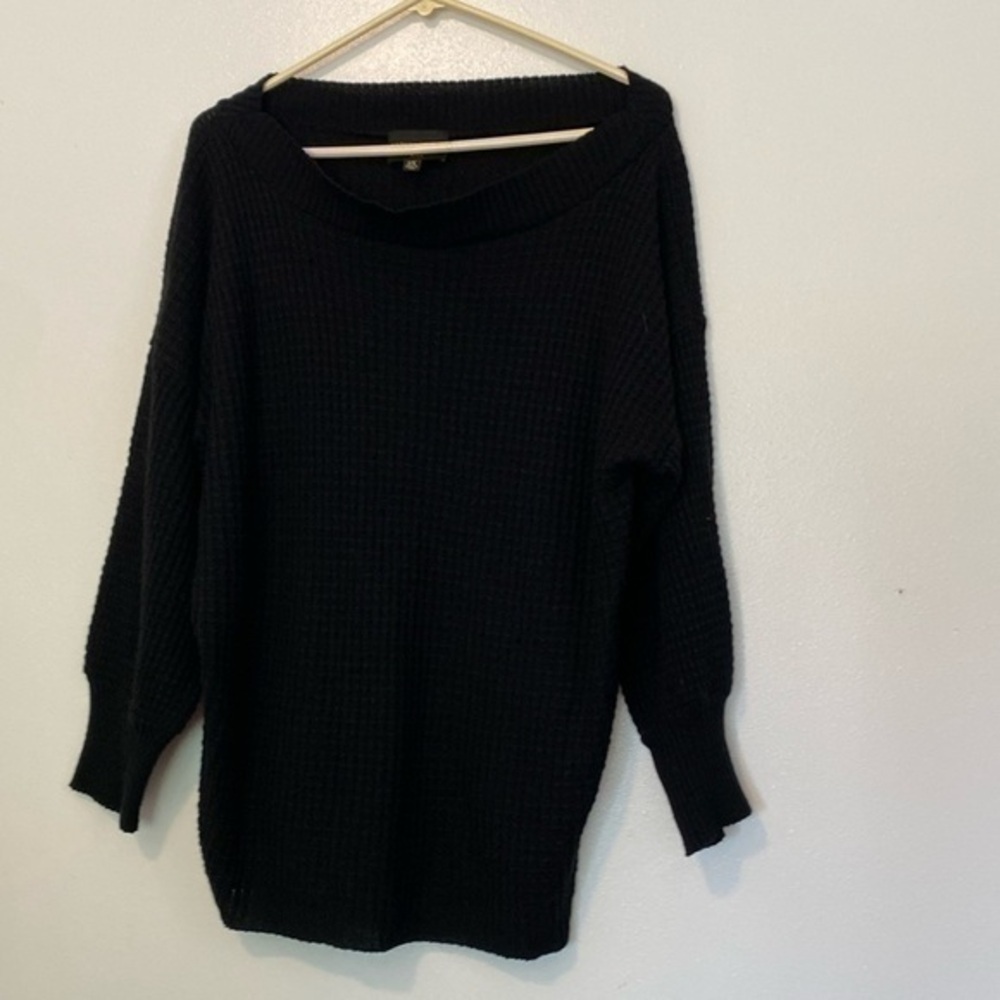 Absolutely waffle knit black long sleeve oversized acrylic sweater 2xl